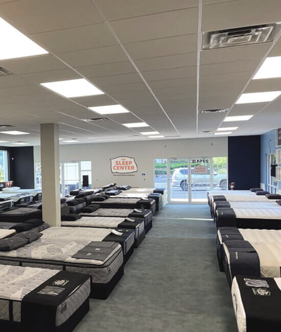 Inside the mattress showroom at The Sleep Center